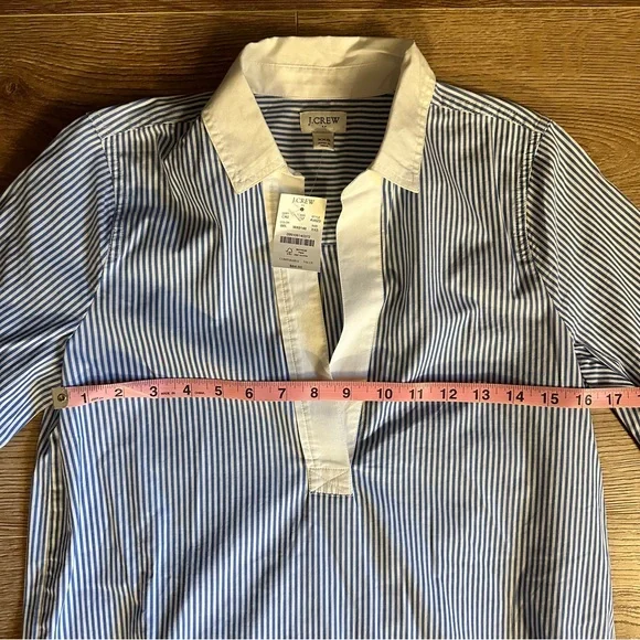 J. Crew Blue Pinstripe Seersucker Collared Tunic in Size XXS - Picture 11 of 11
